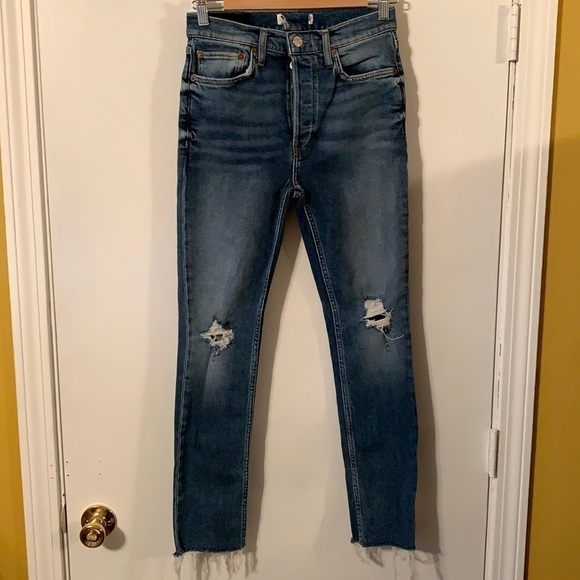 Re/Done High Rise Ankle Crop Jeans 26 - Picture 3 of 15